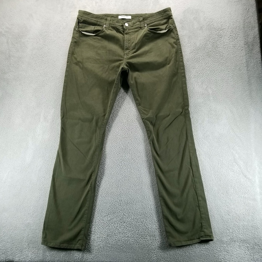 Fidelity Jeans Mens 40x34‎ Green Jimmy Slim Straight Stretch Made In USA